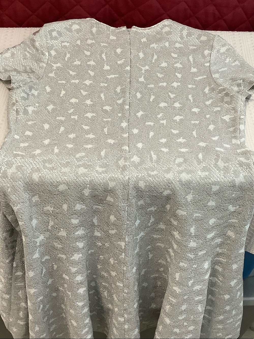 St. John Silver Metallic Sequined Animal Print  Fit-and-Flare Dress - Picture 12 of 13
